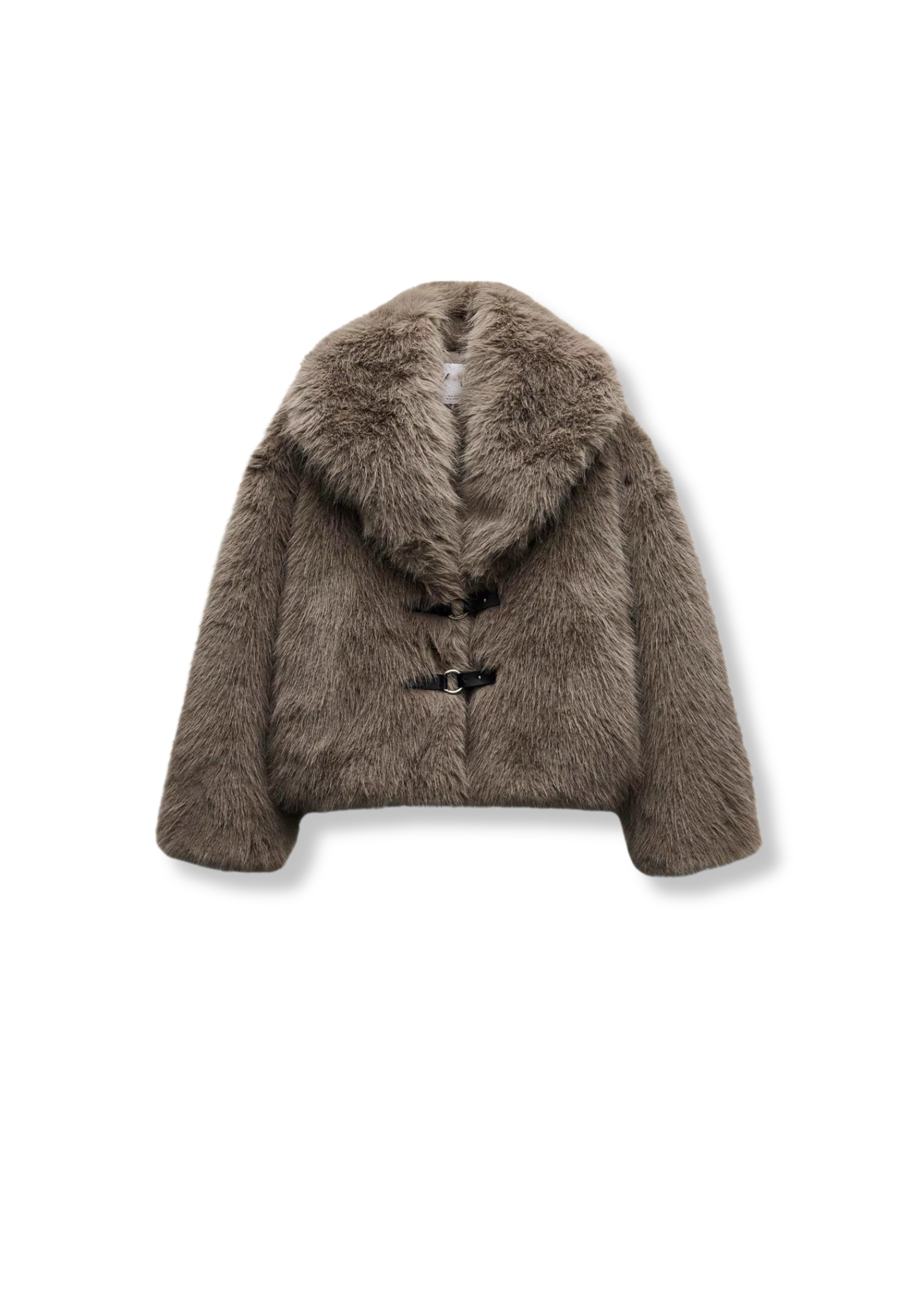 Eleganter brauner Kunstpelzmantel