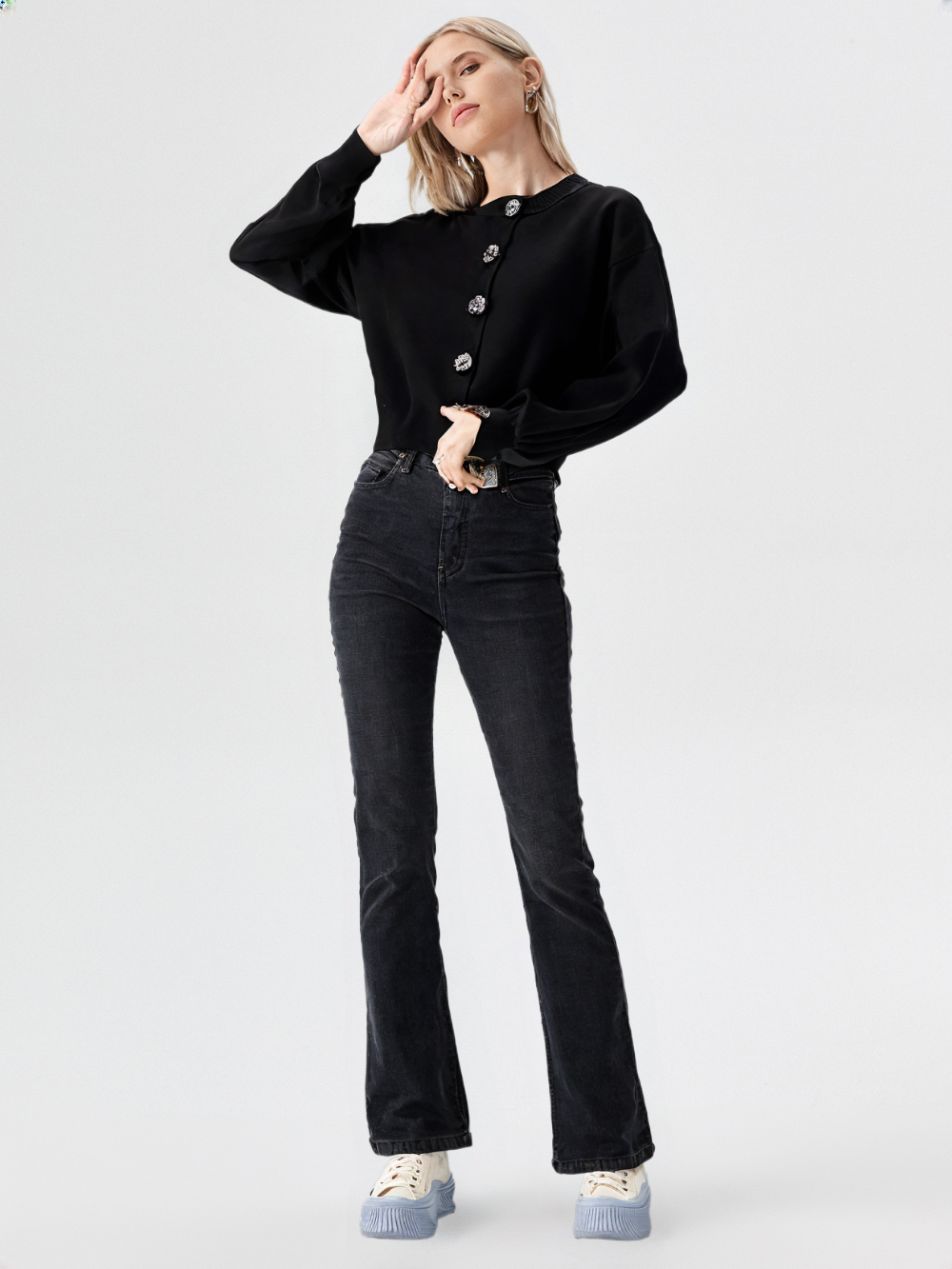 Elegante schwarze Strickjacke