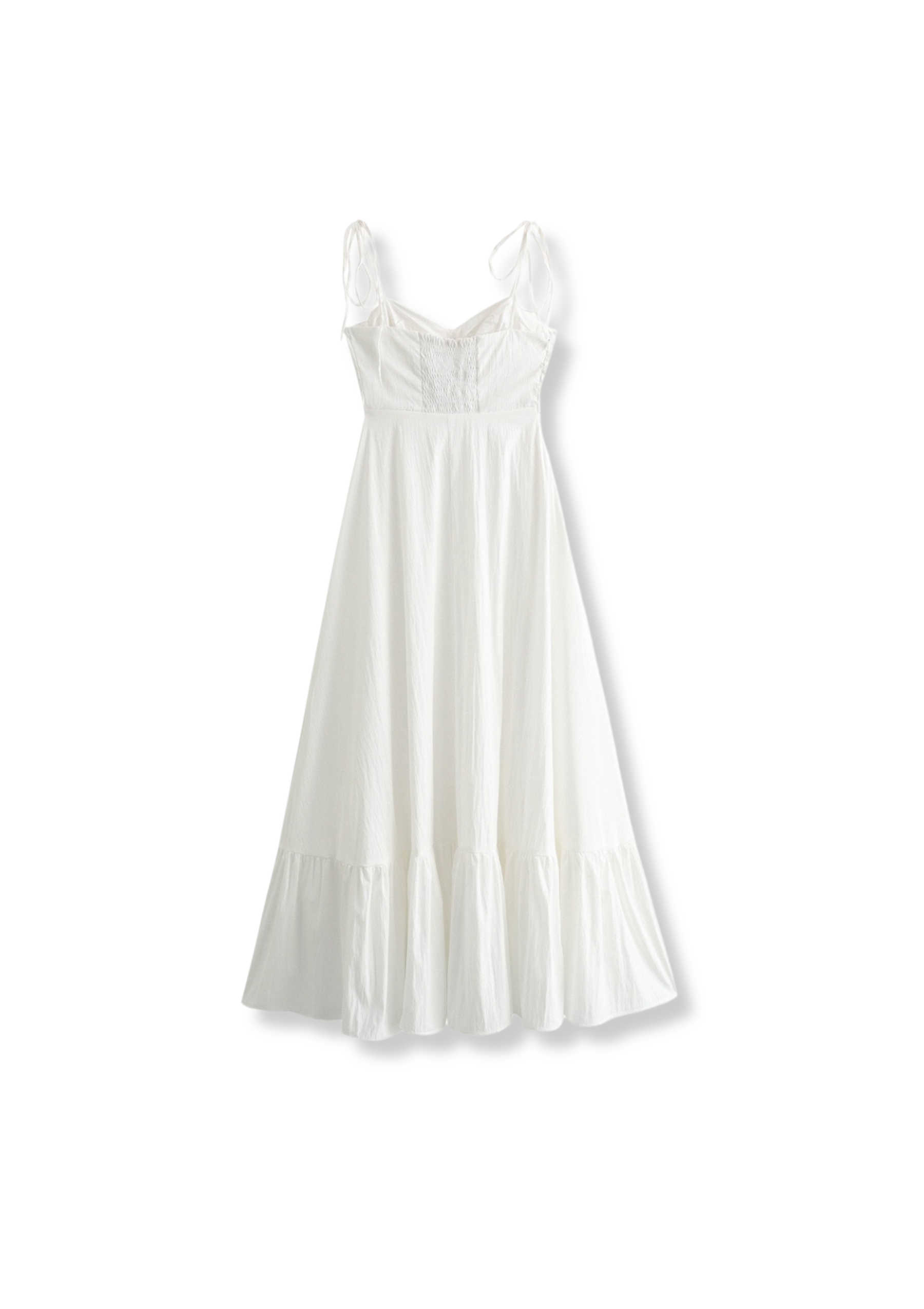 Langes Popelinekleid mit Rüschen