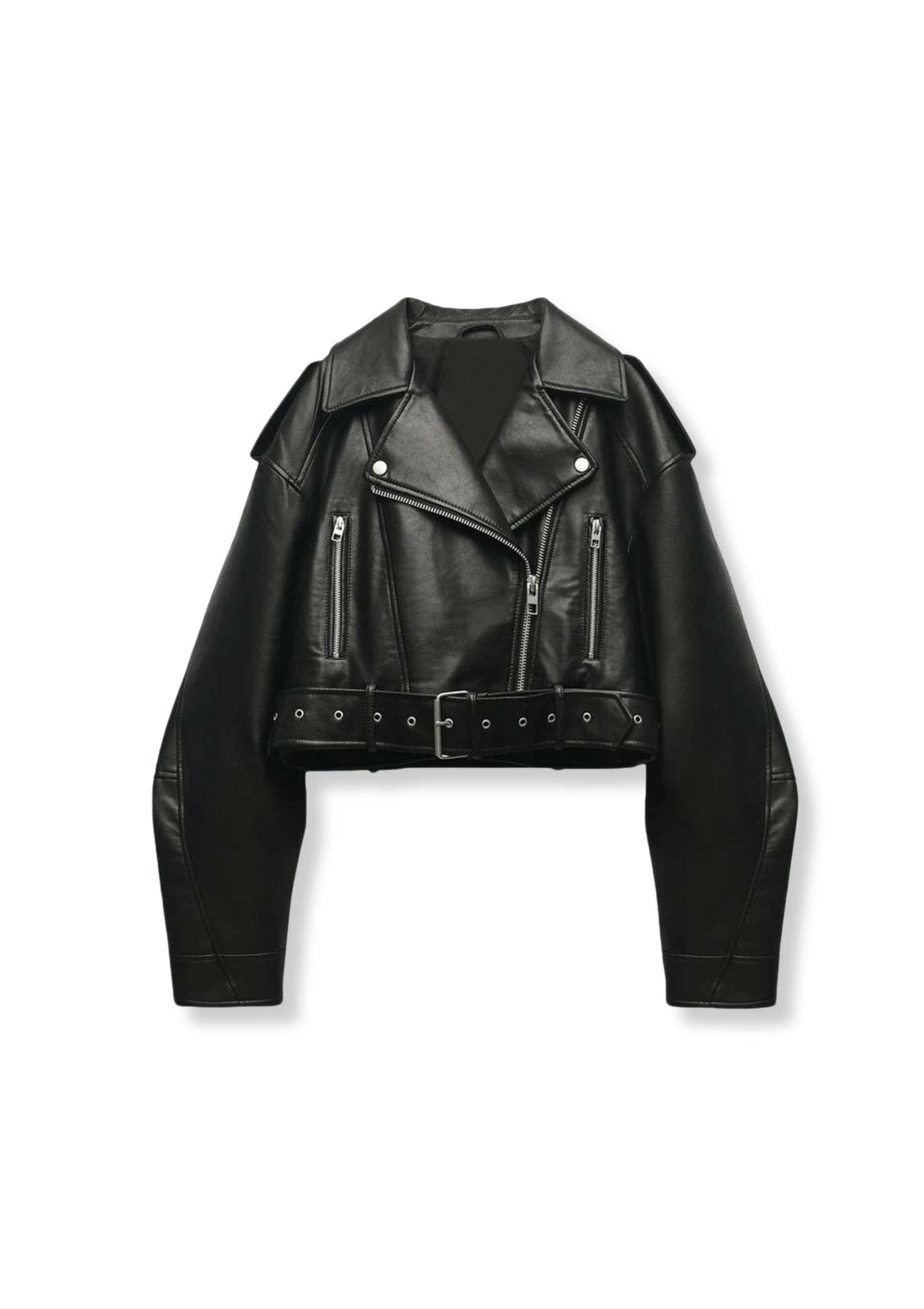BIKERJACKE IM CROP-SCHNITT AUS KUNSTLEDER