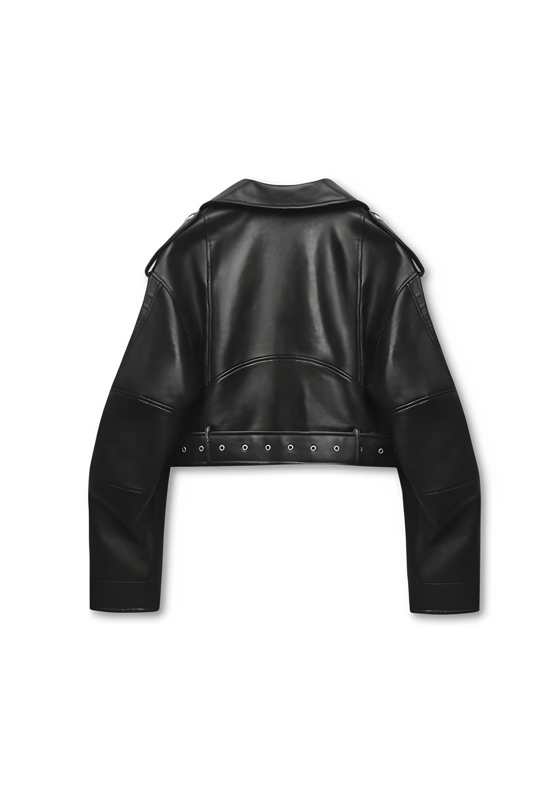 BIKERJACKE IM CROP-SCHNITT AUS KUNSTLEDER