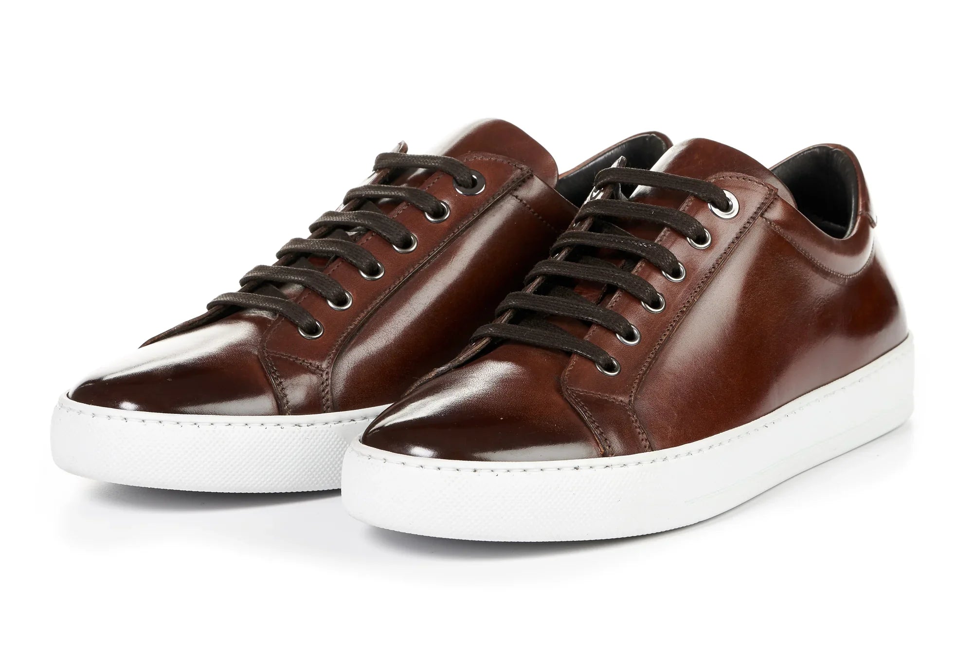 Sneaker aus Karo-Gewebe, Veloursleder und Leder